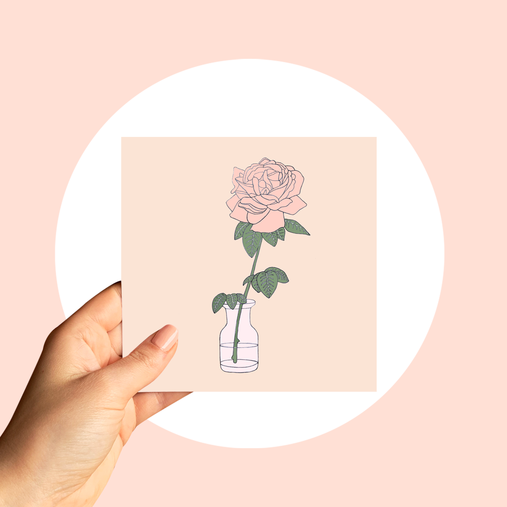 Rose In A Bottle Card by Ash White