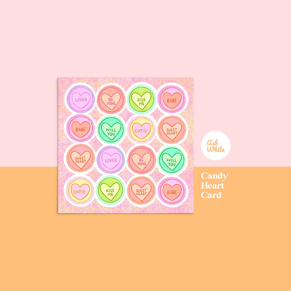 CANDY HEART CARD by Ash White